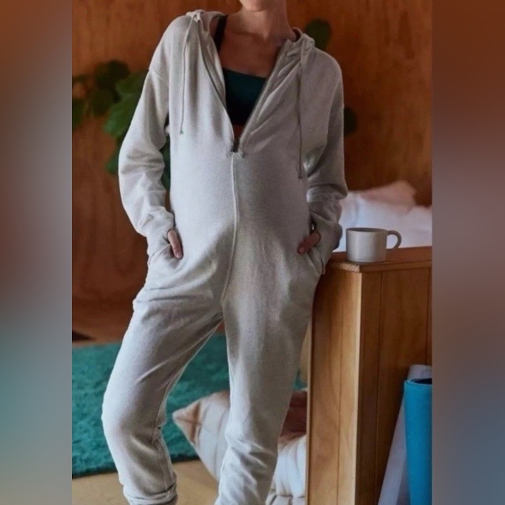Cozy Cream Hooded Zip-Front Jumpsuit